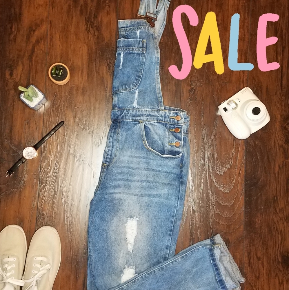 Forever21 Distressed Overalls